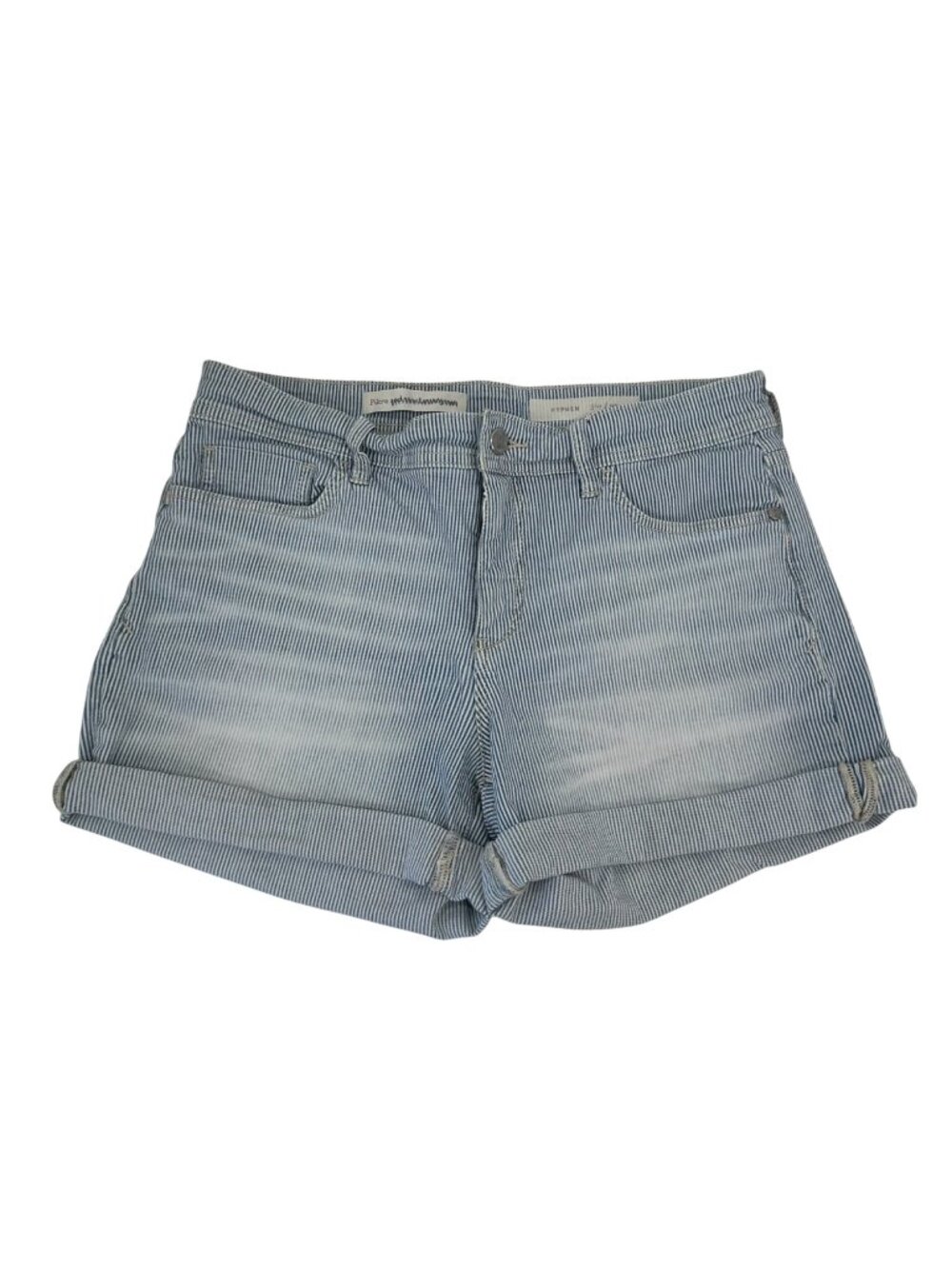 Pilcro HYPHEN Womens Striped Denim Cuffed Midi Shorts Size 27 Blue Cotton Blend